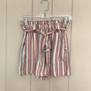 American Eagle Striped Paper Bag Shorts